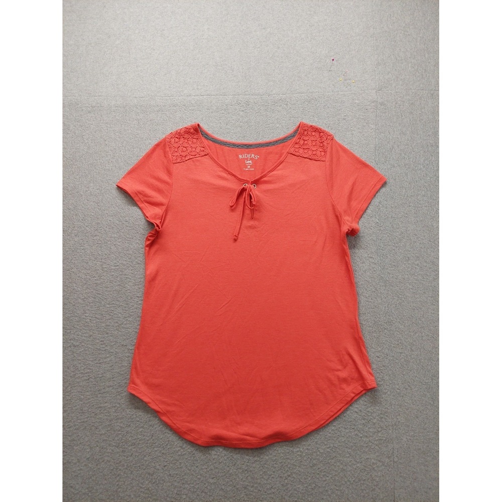 LEE Women Top M Orange Short Sleeve Rayon Blend Summer Fall Comfort Shirt